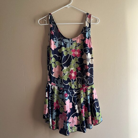 Hawaiian Floral One Piece Swimsuit with Skirt Tropical Resort Bathing Suit - Picture 1 of 8